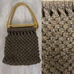Vintage Handmade Boiled Wool Bamboo Crotch Purse Bohemain Hippie Festival Bag